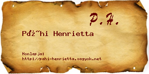 Páhi Henrietta névjegykártya
